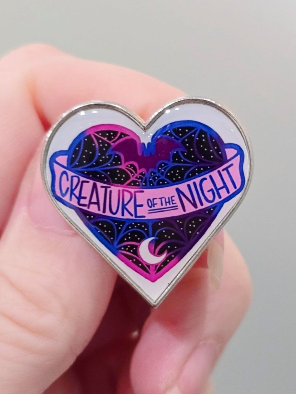 Artisan Creature Of The Night Enamel Pin Bat Heart Whimsigoth Gothic Badge Sz OS